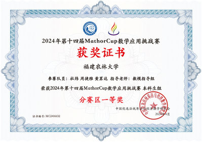 全国MathorCup高校数学建模挑战赛一等奖 全国MathorCup高校数学建模挑战赛一等奖